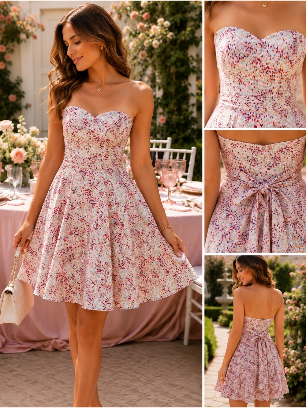 Molly New York Strapless Fit & Flare Dress Boned Bodice Size 2 Wedding Guest